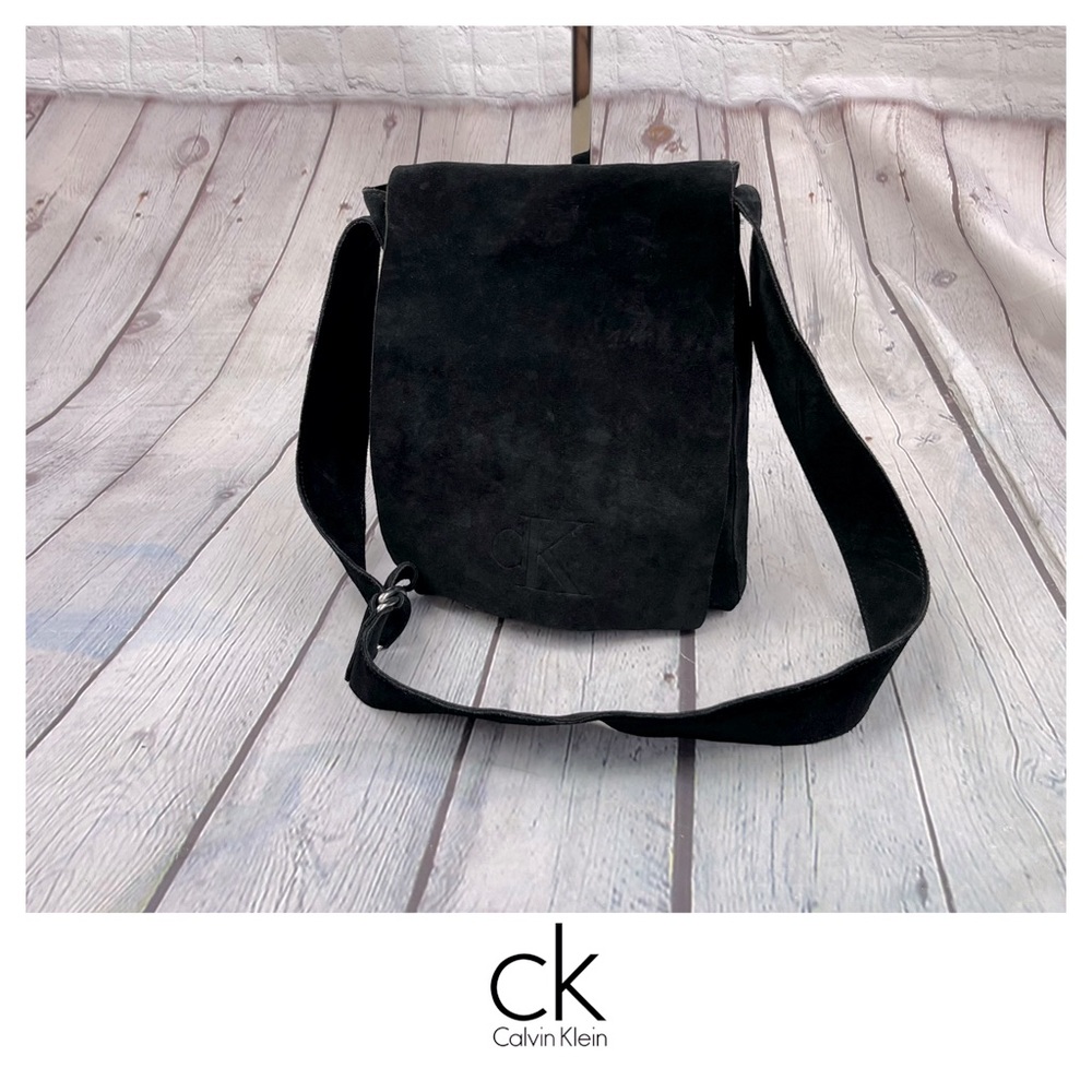 Vintage CK Calvin Klein Suede Messenger Bag Purse